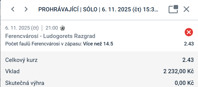 Prohraná noha arbitráže – více než 14,5 faulů (Kingsbet)